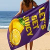 Ręcznik plażowy Juicy Lemon liliowy 90x170cm