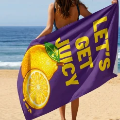 Ręcznik plażowy Juicy Lemon liliowy 90x170cm