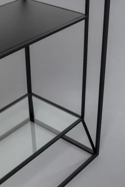 Regał loft stal czarna i szkło transparentne 90x200 cm