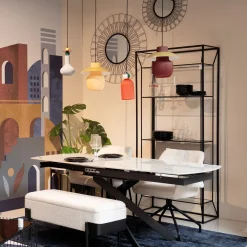 Regał loft stal czarna i szkło transparentne 90x200 cm