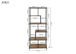 Regał stojący półki naturalne MDF laminowany rama czarna stalowa 77x185 cm