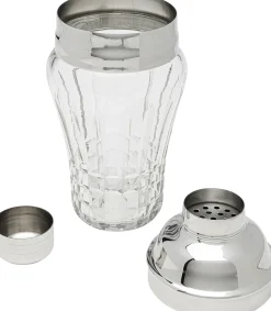 Shaker do drinków szkło transparentne i srebrne aluminium 500 ml