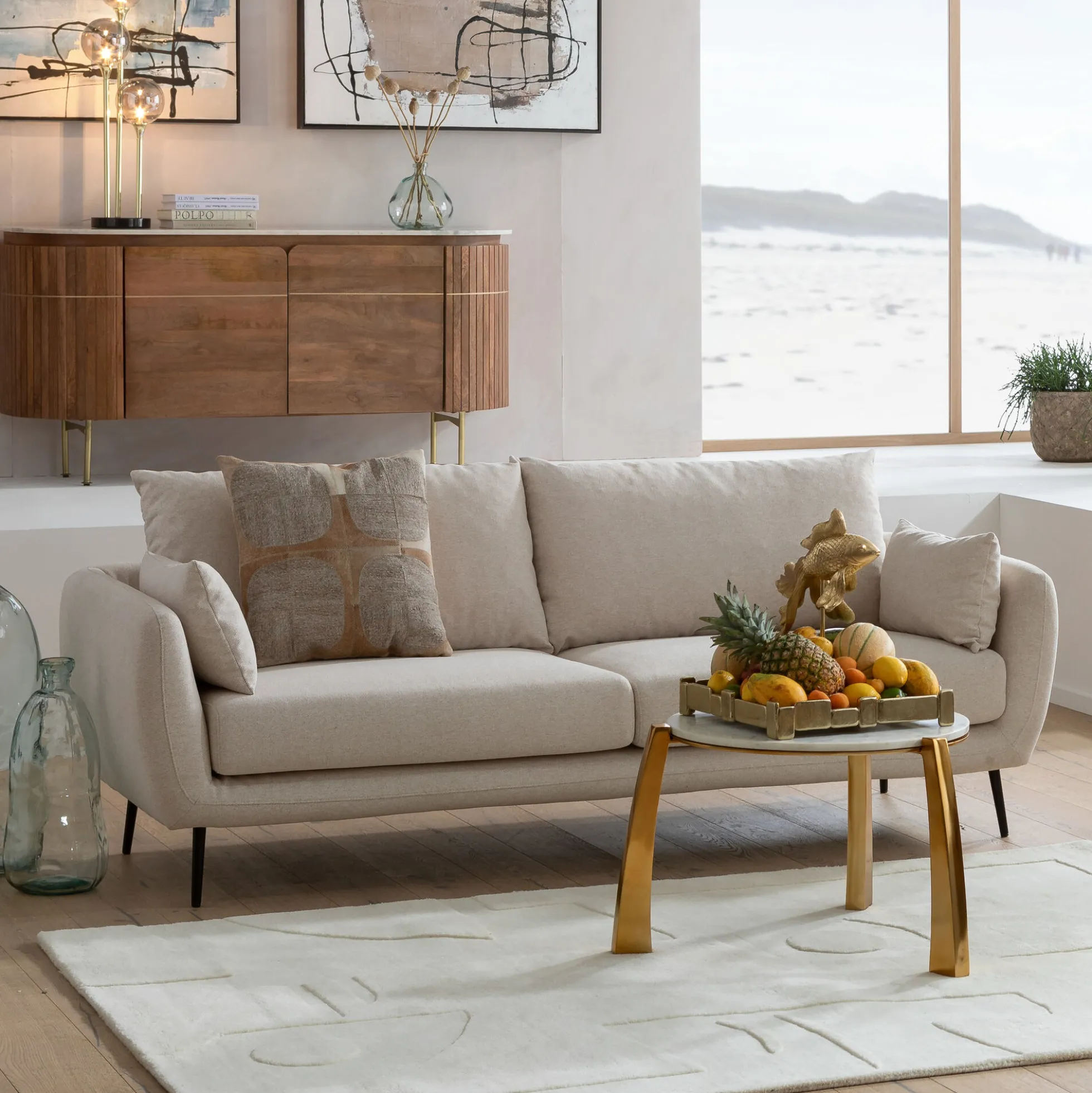 Sofa Amalfi 2 os. 219 cm kremowa