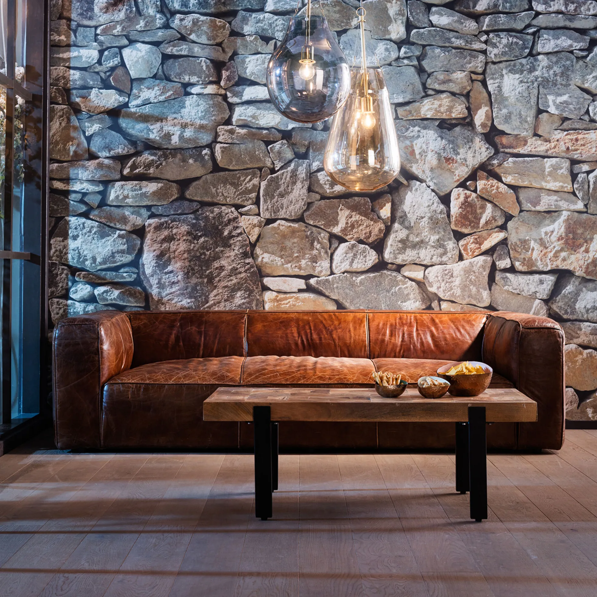 Sofa Cubetto 259x67 cm brązowa