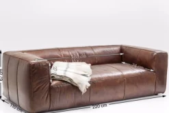 Sofa Cubetto 220x67 cm brązowa skóra naturalna