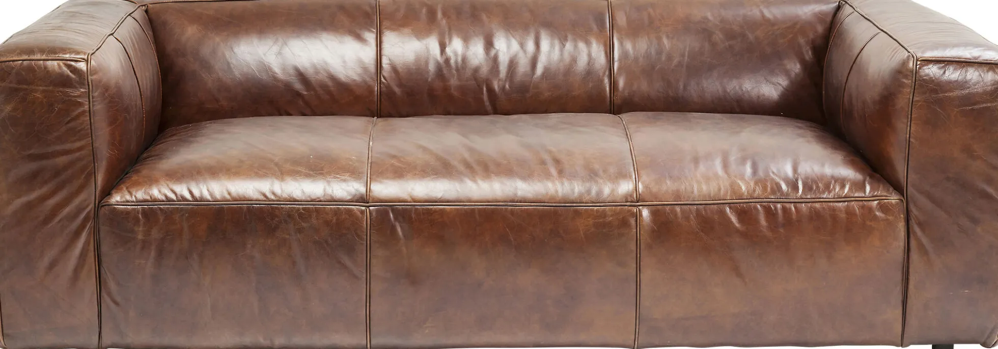 Sofa Cubetto 220x67 cm brązowa skóra naturalna