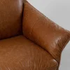 Sofa ekskluzywna 3-osobowa brązowa skóra semianilinowa nogi czarne 226 cm