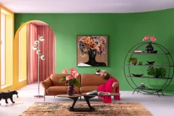 Sofa ekskluzywna 3-osobowa brązowa skóra semianilinowa nogi czarne 226 cm