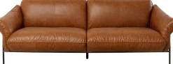 Sofa ekskluzywna 3-osobowa brązowa skóra semianilinowa nogi czarne 226 cm