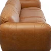 Sofa ekskluzywna 2-osobowa skórzana jasnobrązowa 228 cm