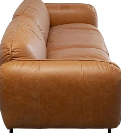 Sofa ekskluzywna 2-osobowa skórzana jasnobrązowa 228 cm