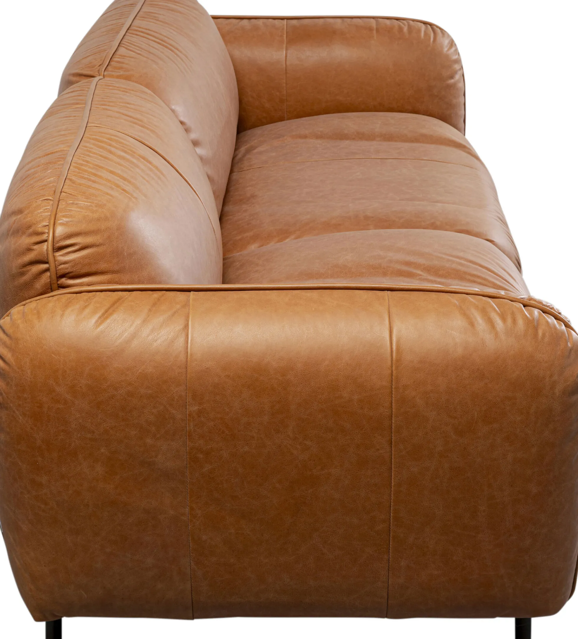 Sofa ekskluzywna 2-osobowa skórzana jasnobrązowa 228 cm