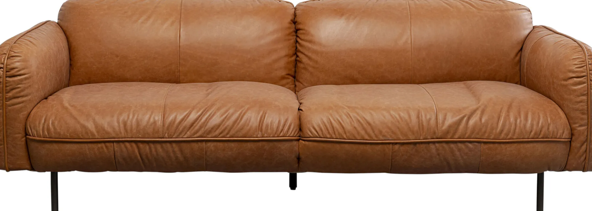 Sofa ekskluzywna 2-osobowa skórzana jasnobrązowa 228 cm
