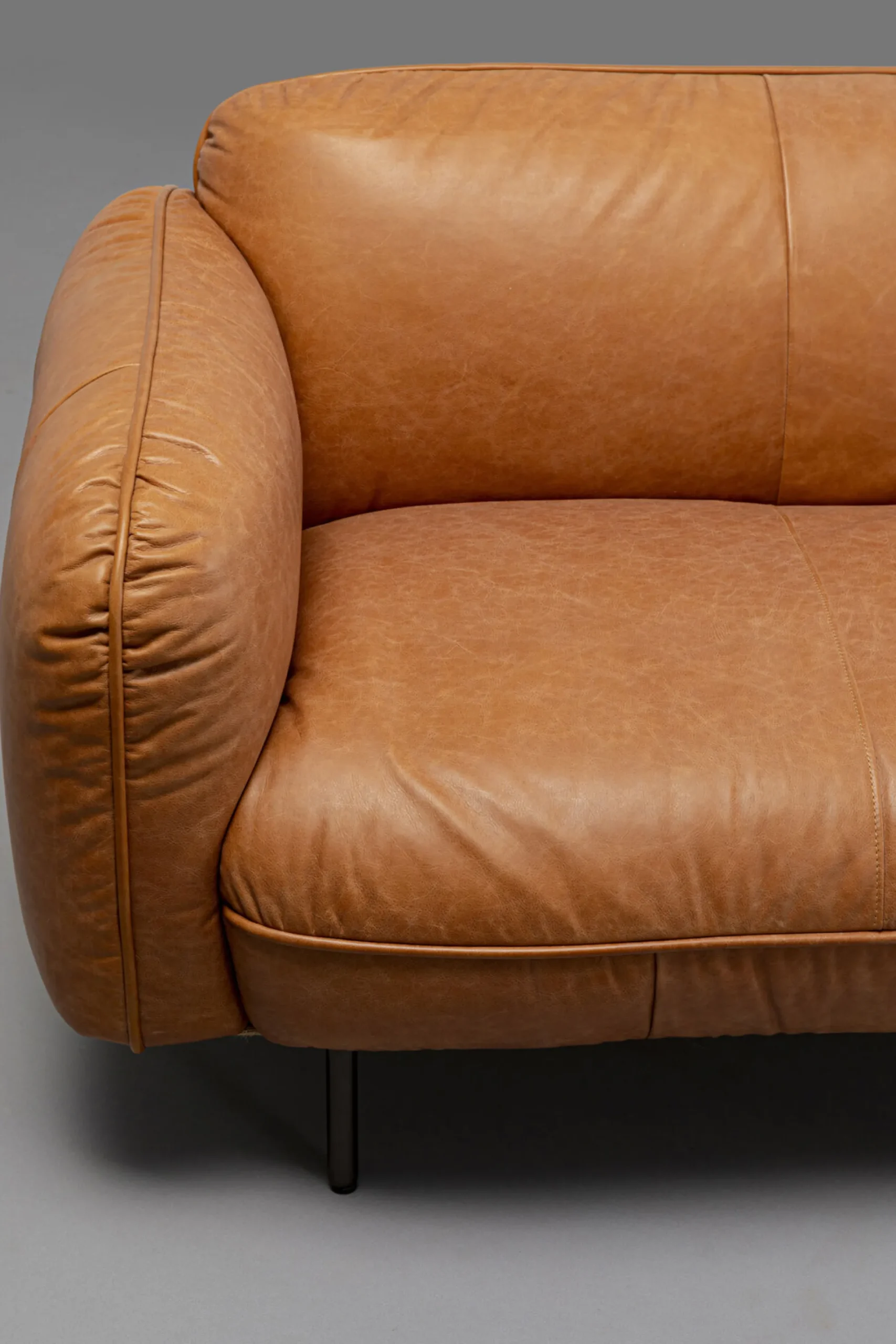Sofa ekskluzywna 2-osobowa skórzana jasnobrązowa 228 cm
