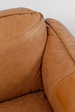 Sofa ekskluzywna 2-osobowa skórzana jasnobrązowa 228 cm