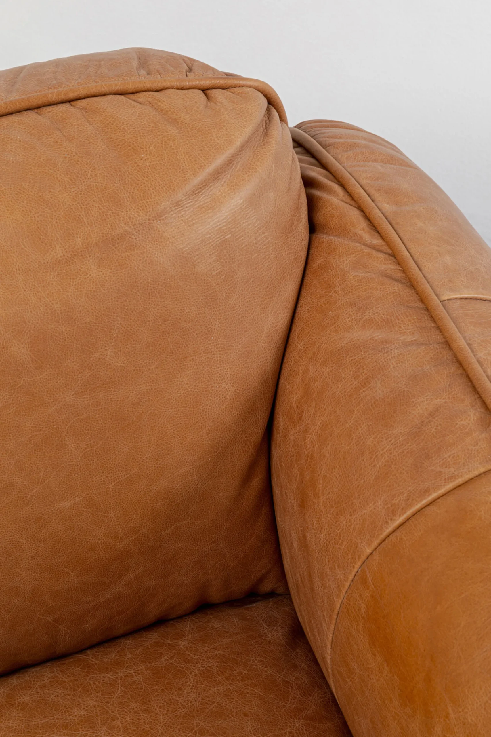 Sofa ekskluzywna 2-osobowa skórzana jasnobrązowa 228 cm
