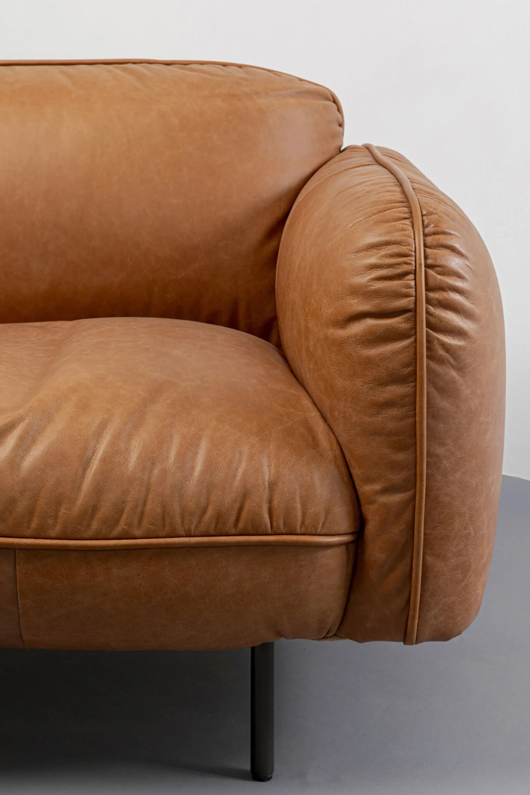 Sofa ekskluzywna 2-osobowa skórzana jasnobrązowa 228 cm