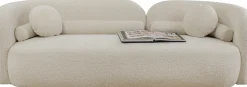 Sofa kremowa 3-osobowa tkanina boucle 225 cm