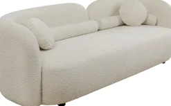 Sofa kremowa 3-osobowa tkanina boucle 225 cm