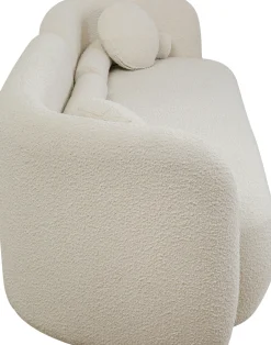 Sofa kremowa 3-osobowa tkanina boucle 225 cm