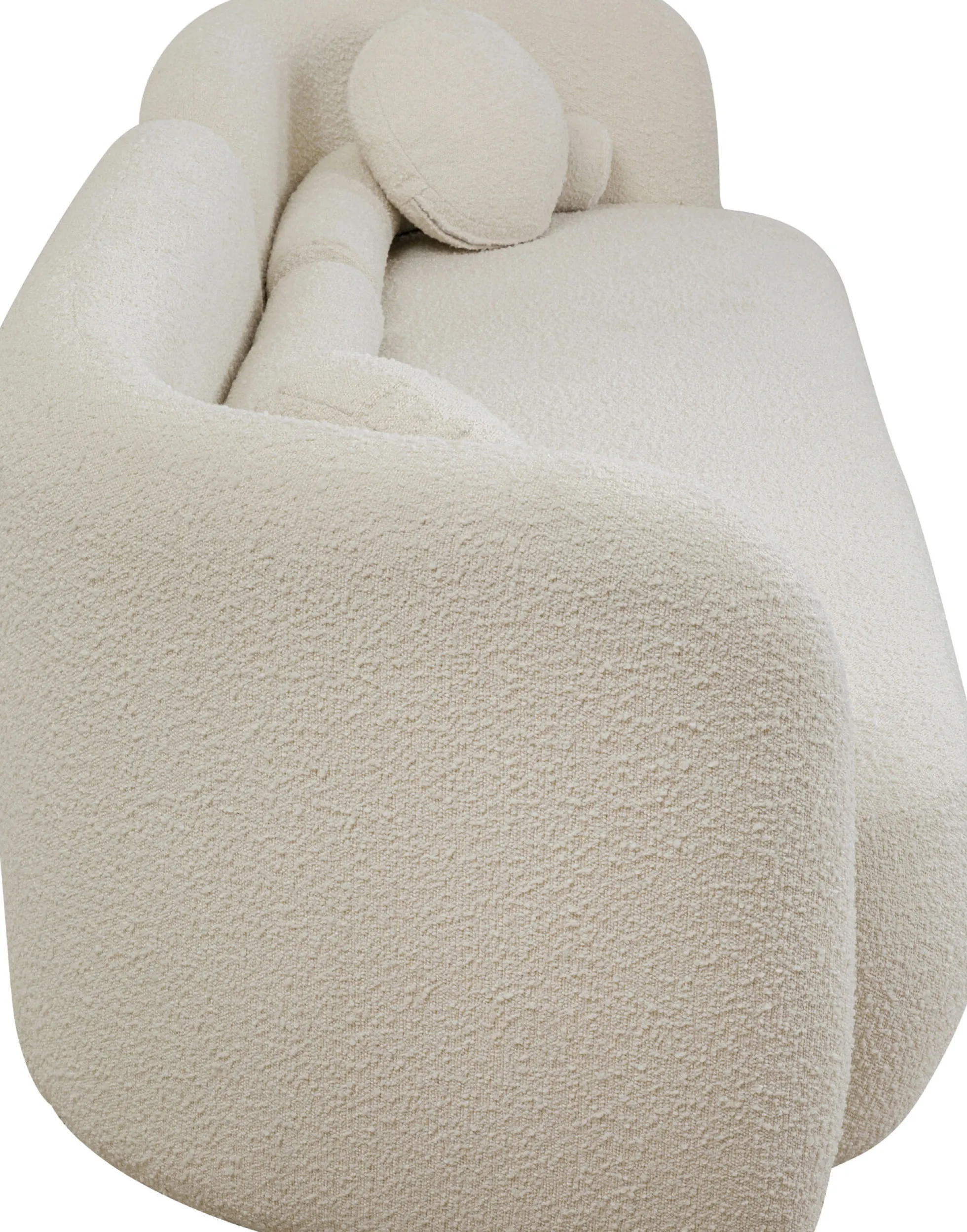 Sofa kremowa 3-osobowa tkanina boucle 225 cm