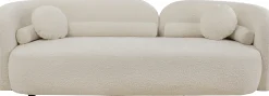 Sofa kremowa 3-osobowa tkanina boucle 225 cm