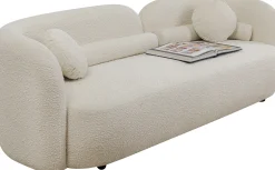 Sofa kremowa 3-osobowa tkanina boucle 225 cm