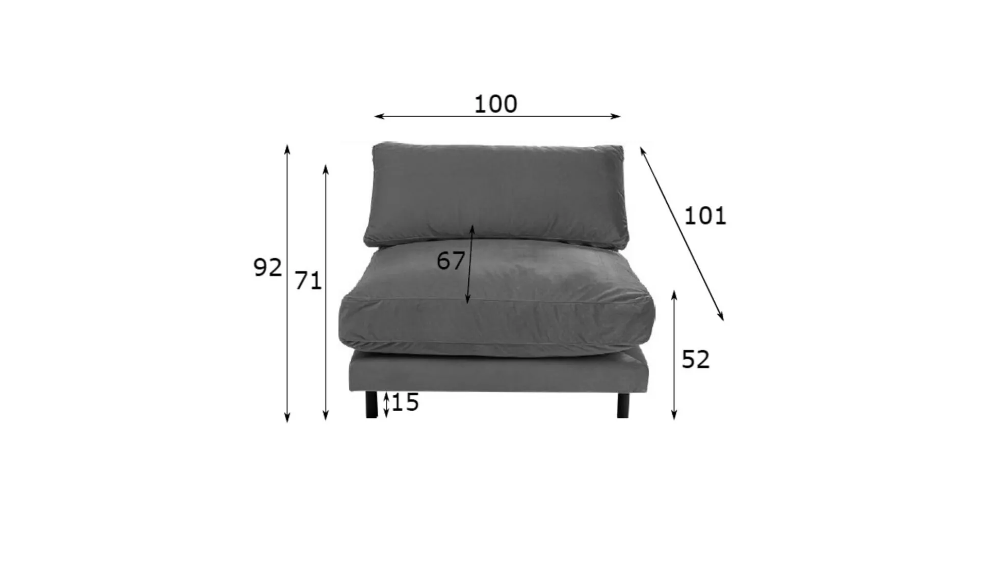 Sofa - moduł Discovery 100x101 cm bursztynowa