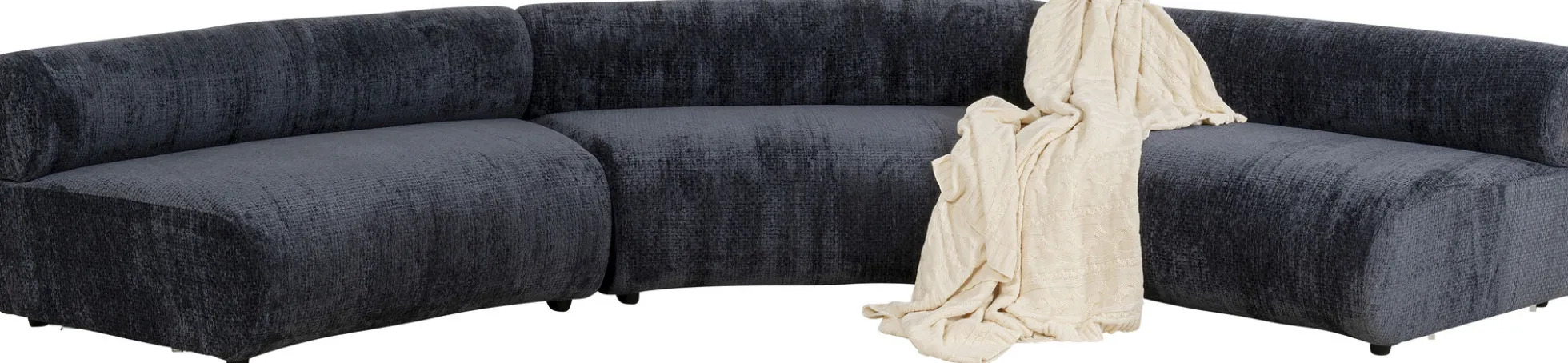 Sofa - moduł zaokrąglony tapicerka szaroniebieska 145 cm