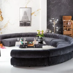 Sofa - moduł zaokrąglony tapicerka szaroniebieska 145 cm