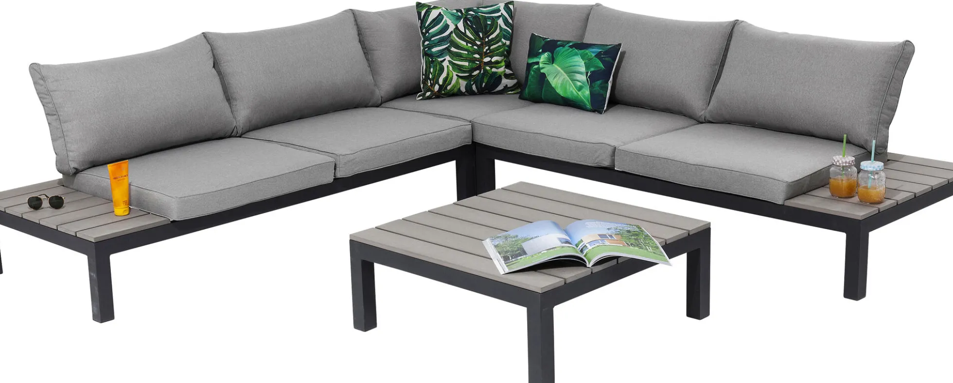 Sofa ogrodowa ze stolikiem Holiday Black 242x242 cm