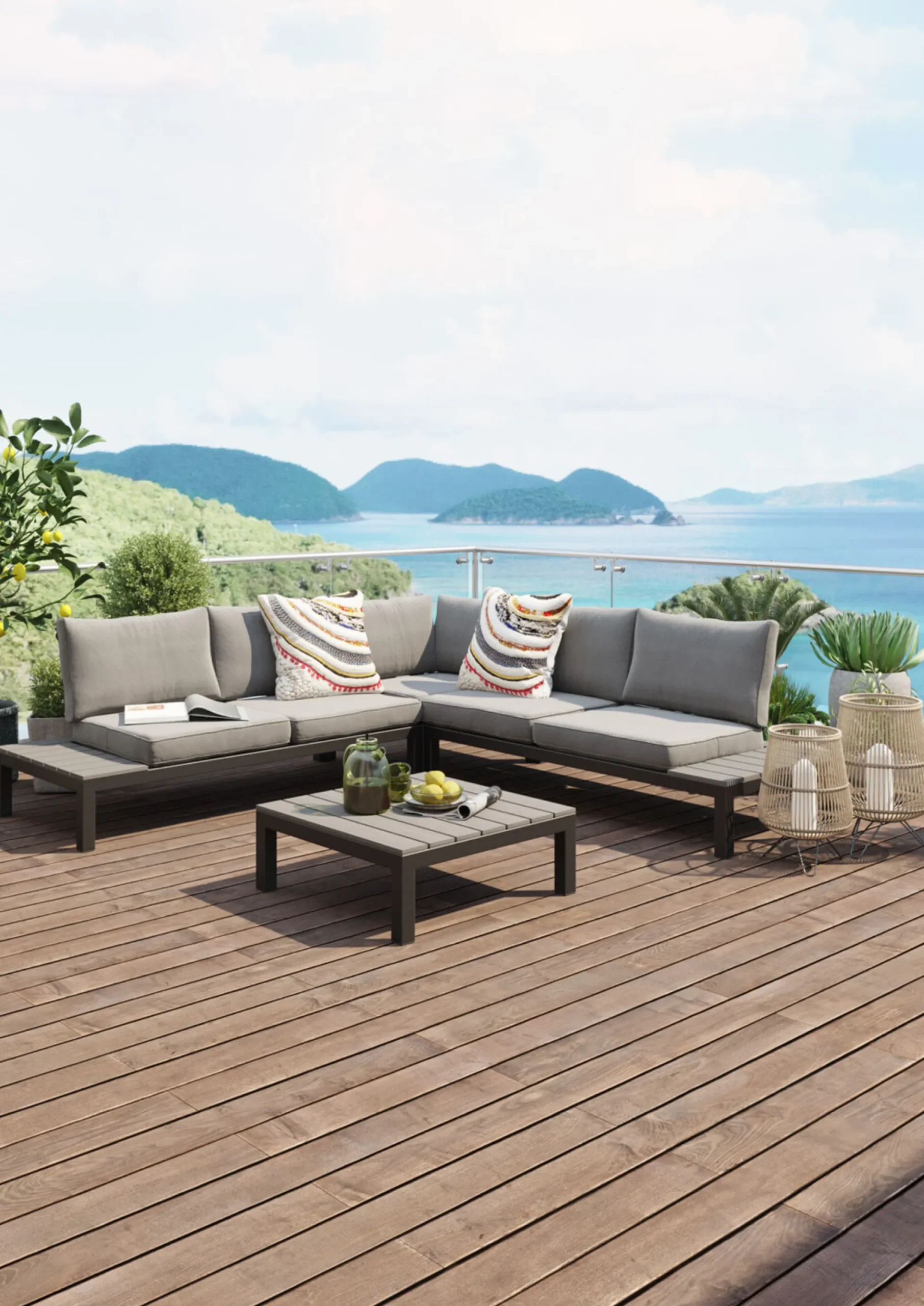Sofa ogrodowa ze stolikiem Holiday Black 242x242 cm