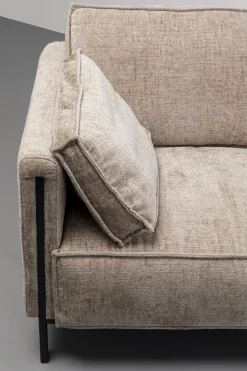 Sofa 2-osobowa beżowa tkanina szenilowa nogi czarne 178 cm