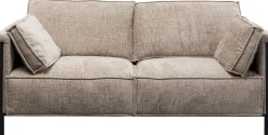 Sofa 2-osobowa beżowa tkanina szenilowa nogi czarne 178 cm