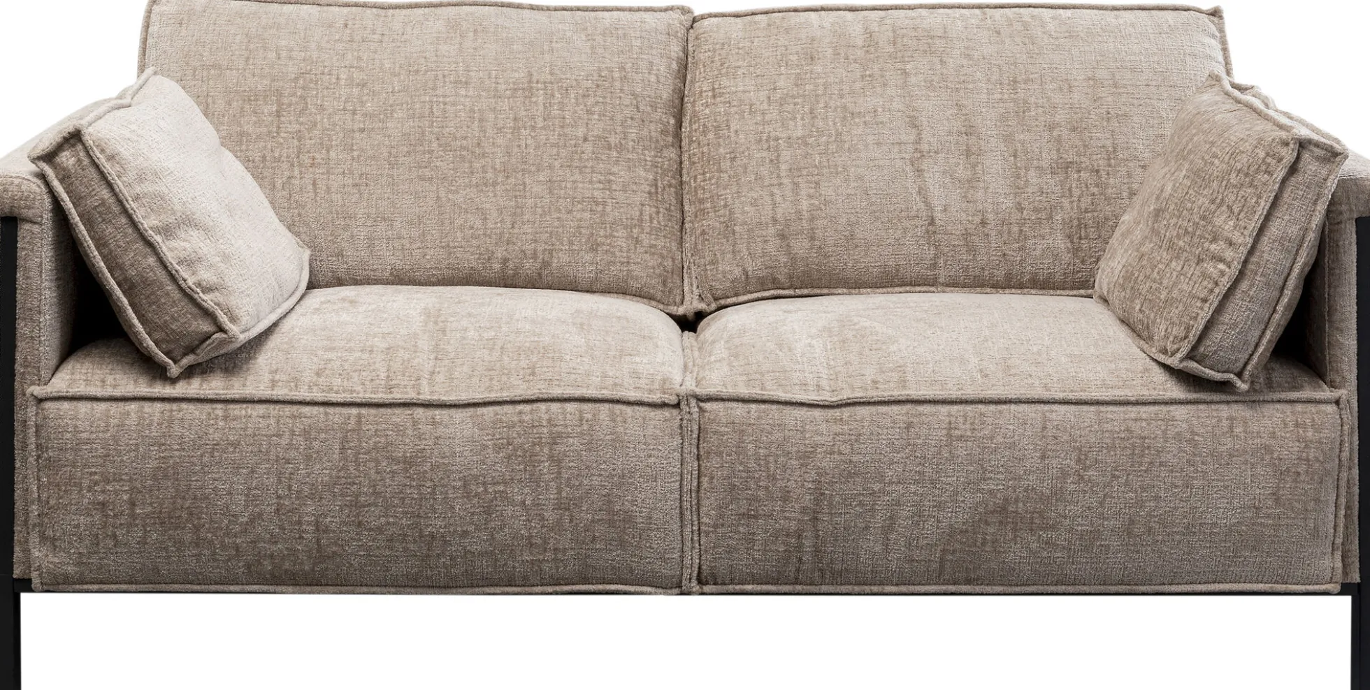 Sofa 2-osobowa beżowa tkanina szenilowa nogi czarne 178 cm
