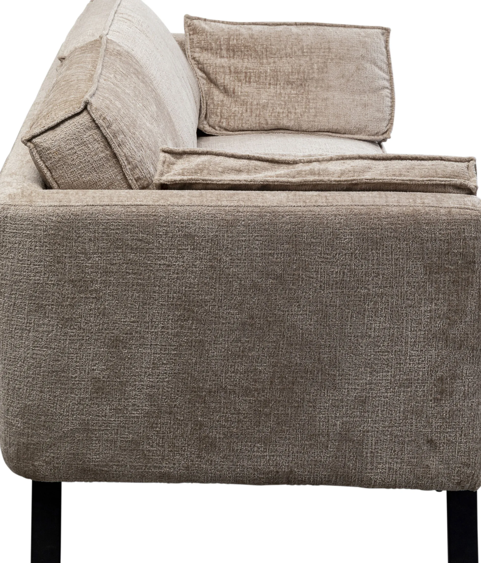 Sofa 2-osobowa beżowa tkanina szenilowa nogi czarne 178 cm
