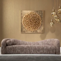 Sofa 3-osobowa brązowa tkanina melanżowa 261 cm organiczne kształy