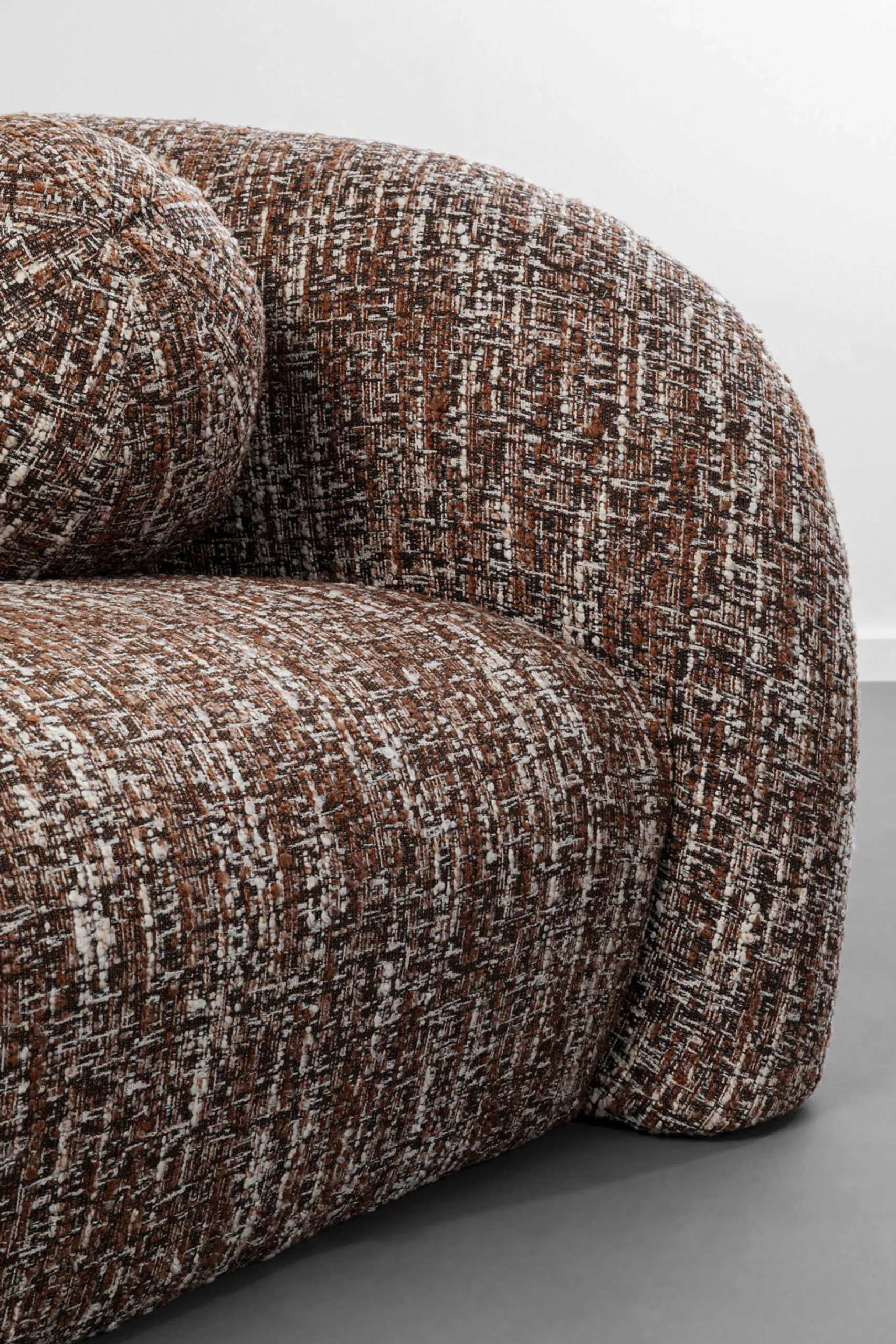 Sofa 3-osobowa brązowa tkanina melanżowa 261 cm organiczne kształy