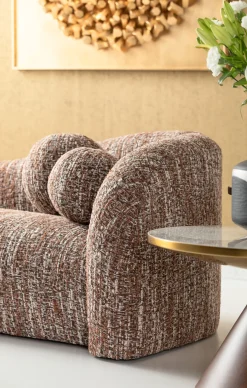 Sofa 3-osobowa brązowa tkanina melanżowa 261 cm organiczne kształy