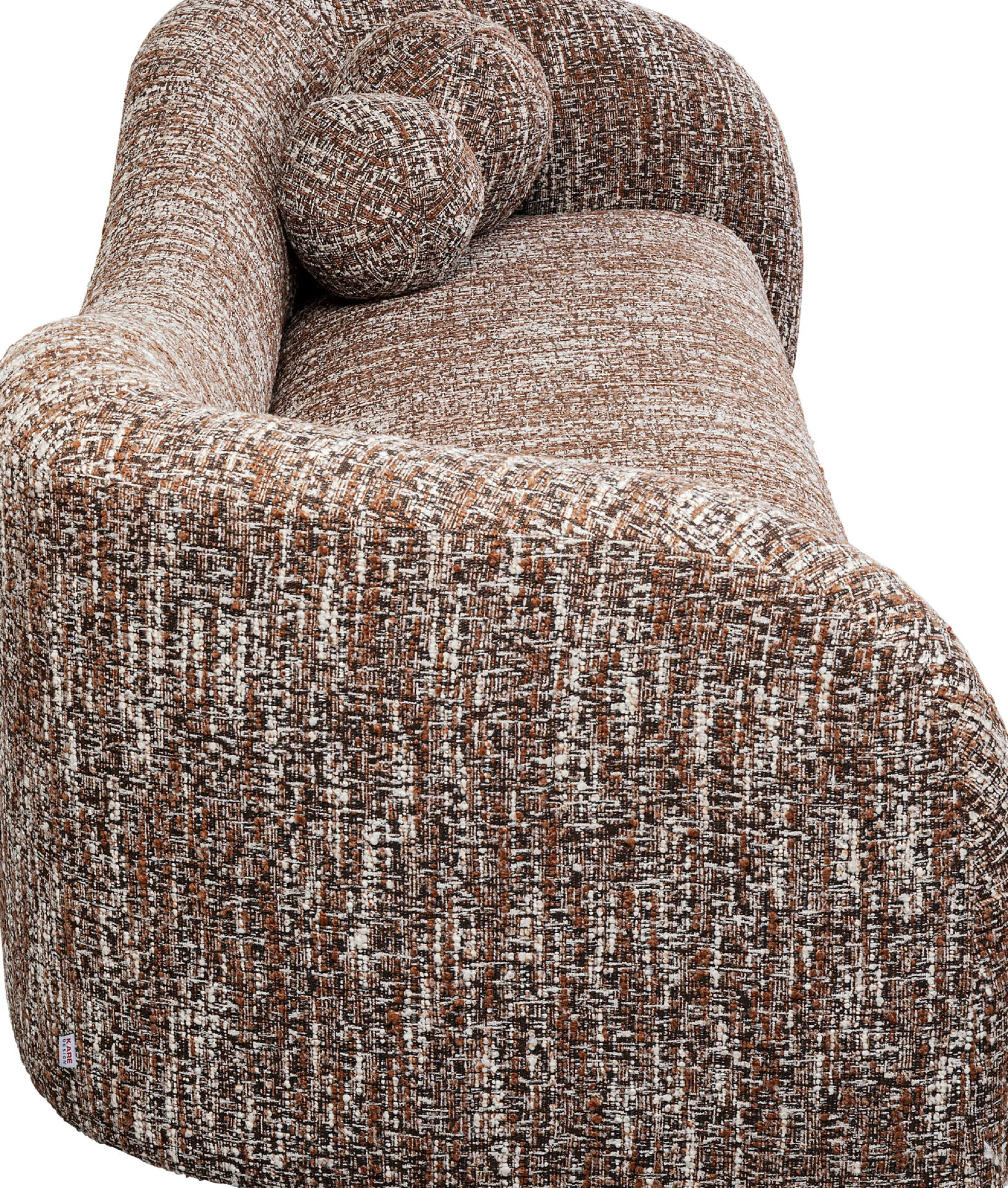 Sofa 3-osobowa brązowa tkanina melanżowa 261 cm organiczne kształy