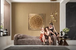 Sofa 3-osobowa brązowa tkanina melanżowa 261 cm organiczne kształy