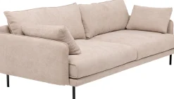 Sofa 3-osobowa do salonu kremowa z czarnymi stalowymi nogami 245 cm