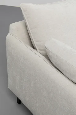 Sofa 3-osobowa do salonu kremowa z czarnymi stalowymi nogami 245 cm