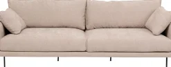 Sofa 3-osobowa do salonu kremowa z czarnymi stalowymi nogami 245 cm