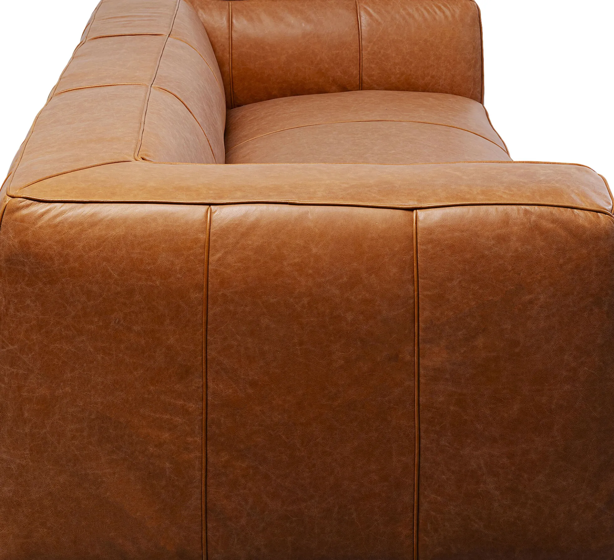 Sofa 3-osobowa jasnobrązowa ekskluzywna skóra semianilinowa 220 cm
