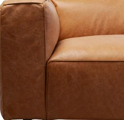 Sofa 3-osobowa jasnobrązowa ekskluzywna skóra semianilinowa 220 cm