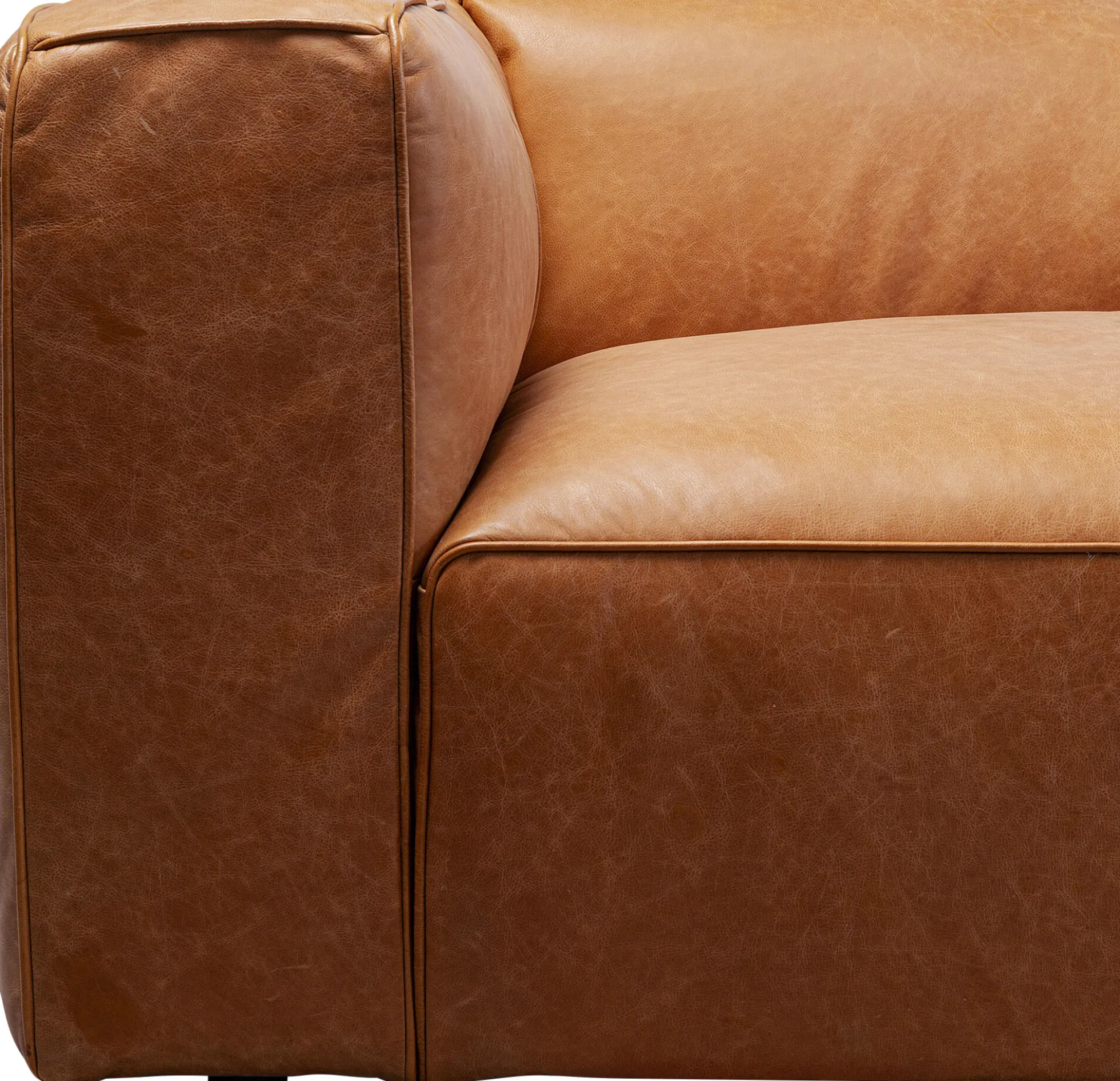 Sofa 3-osobowa jasnobrązowa ekskluzywna skóra semianilinowa 220 cm