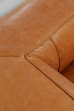Sofa 3-osobowa jasnobrązowa ekskluzywna skóra semianilinowa 220 cm