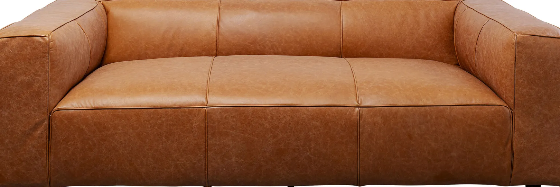 Sofa 3-osobowa jasnobrązowa ekskluzywna skóra semianilinowa 220 cm