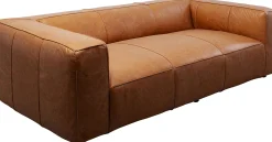 Sofa 3-osobowa jasnobrązowa ekskluzywna skóra semianilinowa 220 cm